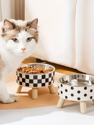 Elevated stainless steel cat bowl