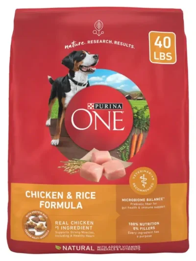 Purina ONE Plus Dry Dog Food for Adult Dogs, Real Protein Rich Natural Chicken & Rice Formula, 40lb Bag