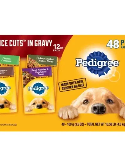 PEDIGREE CHOICE CUTS in Gravy Adult Soft Wet Dog Food, 48 Pouch Variety Pack, 3.5 oz. Pouches