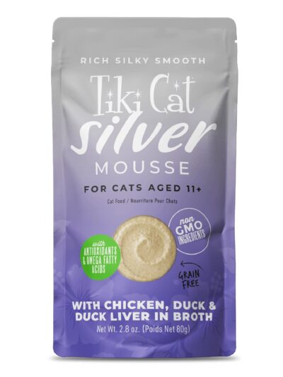 Tiki Pet Cat Silver Mousse Chicken, Duck, Duck Liver 2.8oz. (Case of 12)