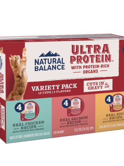 Natural Balance Ultra Protein Cuts in Gravy Wet Cat Food Variety Pk (Chk, Sal, Dk)2.7 oz 12pack