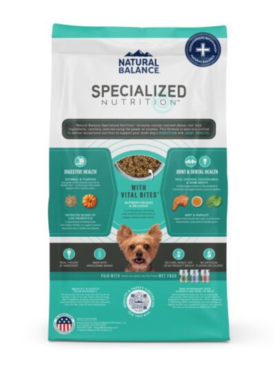 Natural Balance Pet Foods Specialized Small Breed Digestive  Joint Dry Dog Food Chicken  Oatmeal, 1ea/12 lb