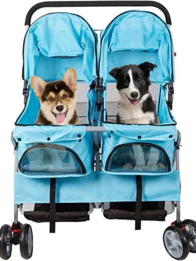 Foldable Twin Pet Stroller